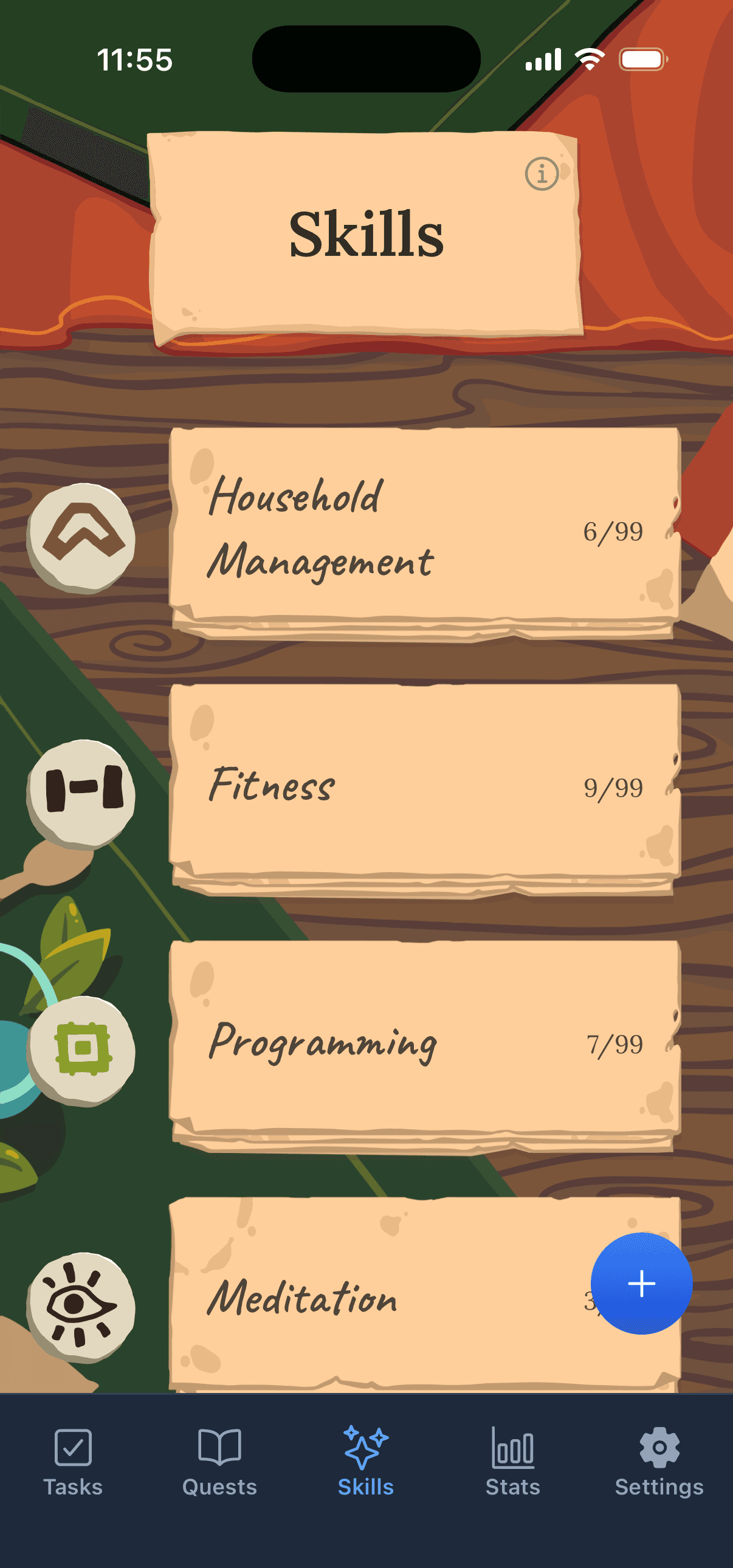 Skills screen