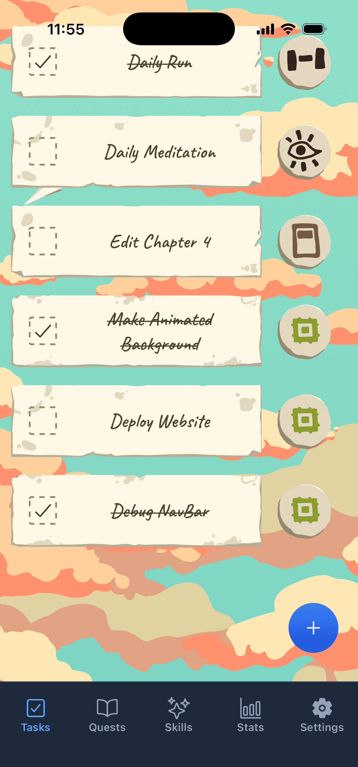 Tasks screen